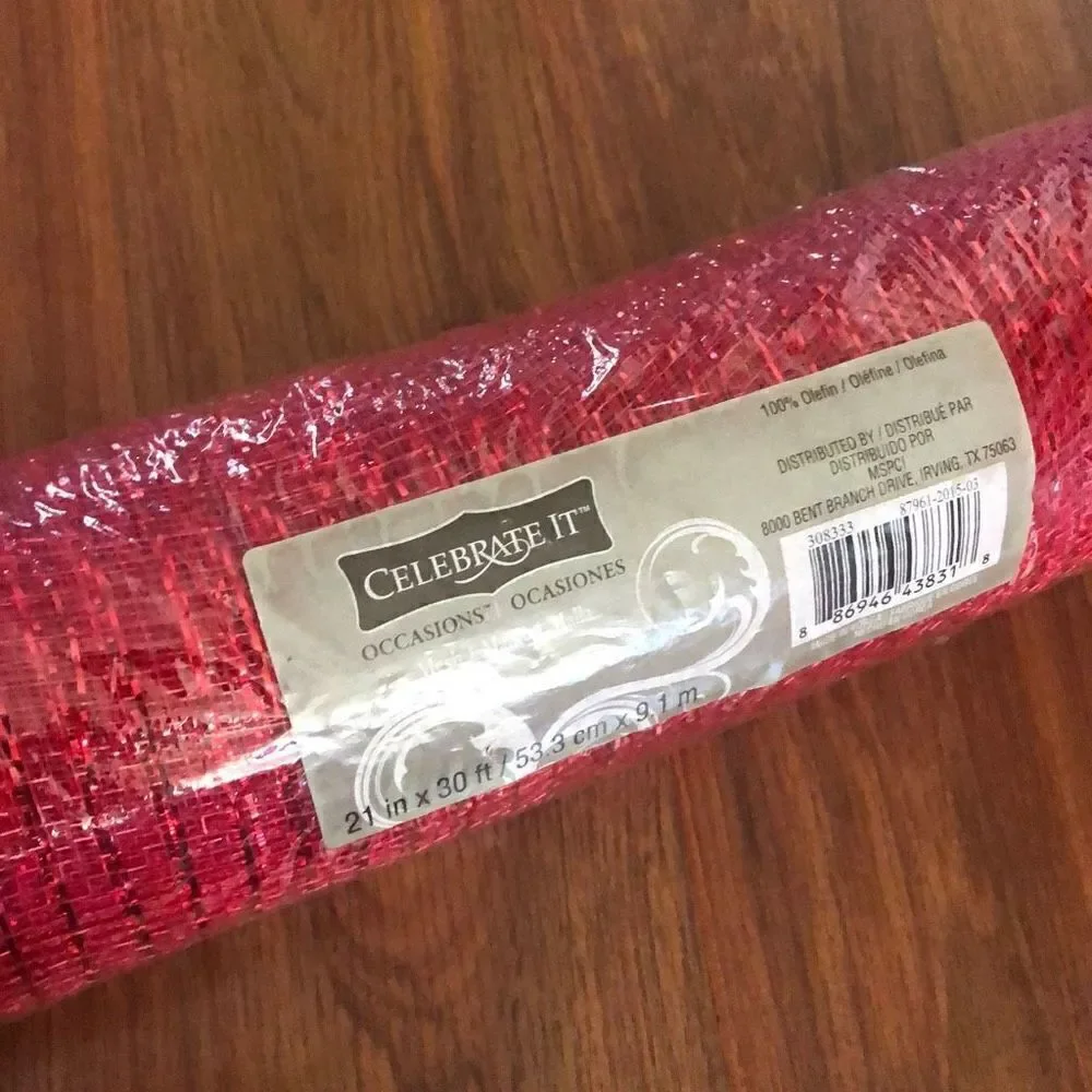NEW Celebrate it Large red mesh roll for wreaths and decoration 21 x 30 ft￼